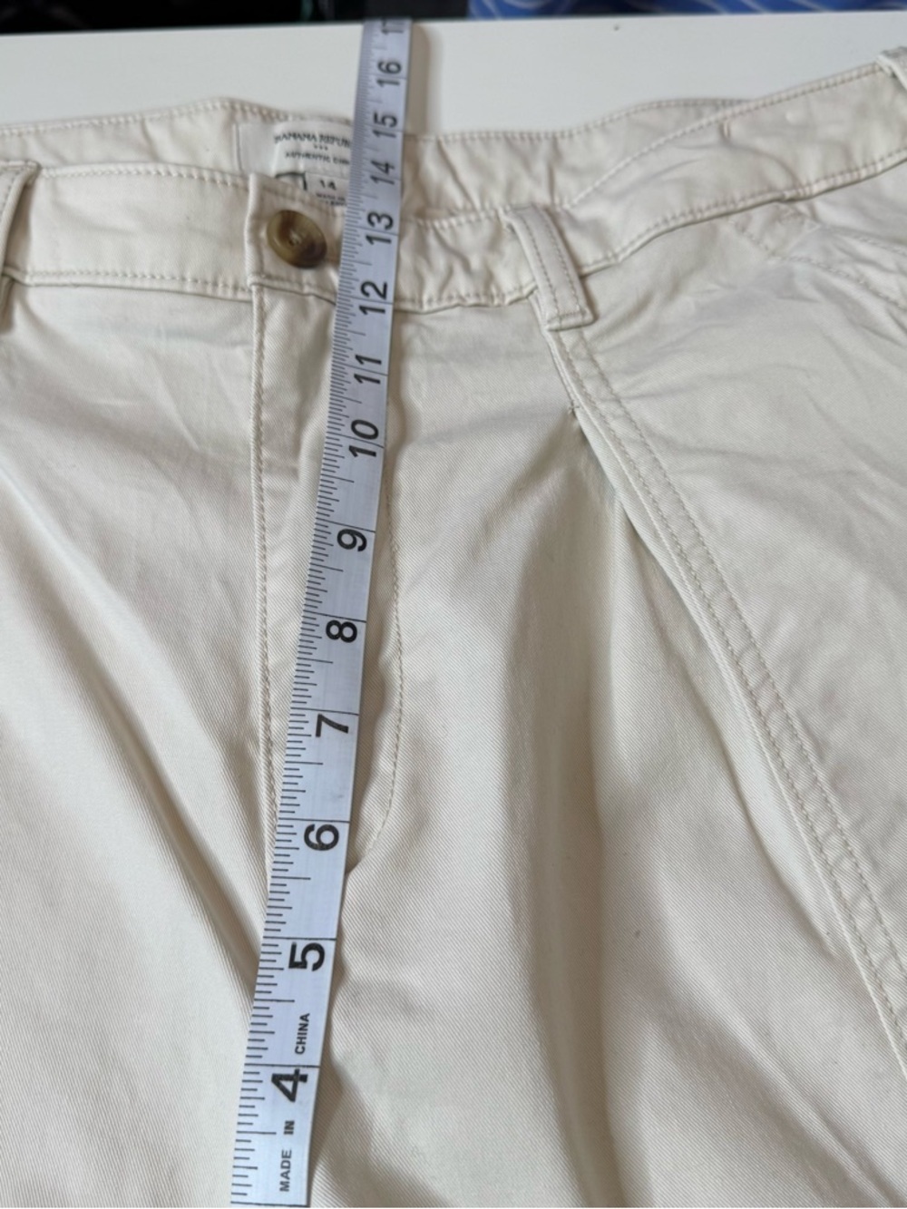 Banana Republic White Authentic Chino Pants Size 14 Cropped Stretch - Picture 8 of 11